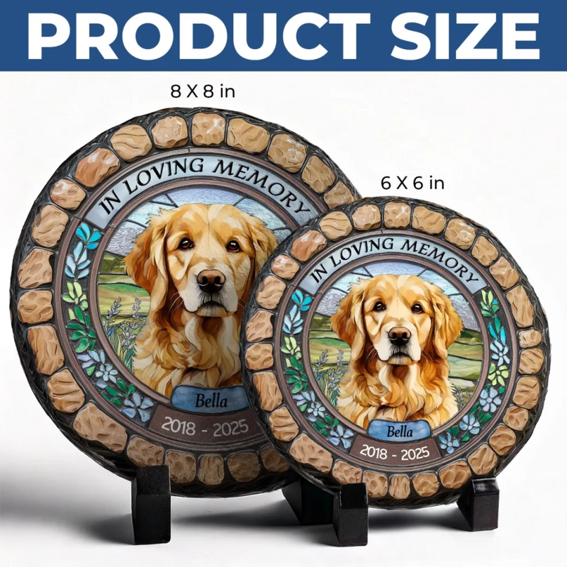 Custom Photo No Greater Companion, No Better Friend - Memorial Personalized Custom 3D Mosaic Faux Stained Glass Print Round Shaped Memorial Stone - Sympathy Gift For Pet Owners, Pet Lovers