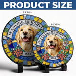 Custom Photo Never Out Of My Thoughts - Memorial Personalized Custom 3D Mosaic Faux Stained Glass Print Round Shaped Memorial Stone - Sympathy Gift For Dog Lovers, Pet Lovers
