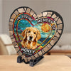 Custom Photo In Loving Memory Of - Memorial Personalized Custom 3D Mosaic Faux Stained Glass Print Heart Shaped Stone With Stand - Sympathy Gift For Pet Owners, Pet Lovers