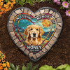 Custom Photo In Loving Memory Of - Memorial Personalized Custom 3D Mosaic Faux Stained Glass Print Heart Shaped Stone With Stand - Sympathy Gift For Pet Owners, Pet Lovers