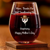 Mom Knows My Heartbeat - Family Personalized Custom Wine Glass - Mother's Day, Gift For Mom