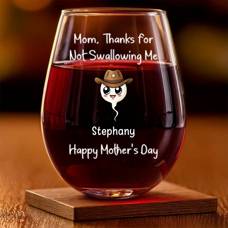 Mom Knows My Heartbeat - Family Personalized Custom Wine Glass - Mother's Day, Gift For Mom