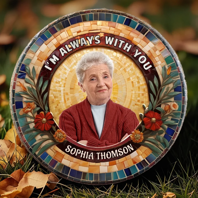 Custom Photo A Quiet Presence That Echoes Still - Memorial Personalized Custom Round Shaped Stone With Stand - Sympathy Gift For Family Members