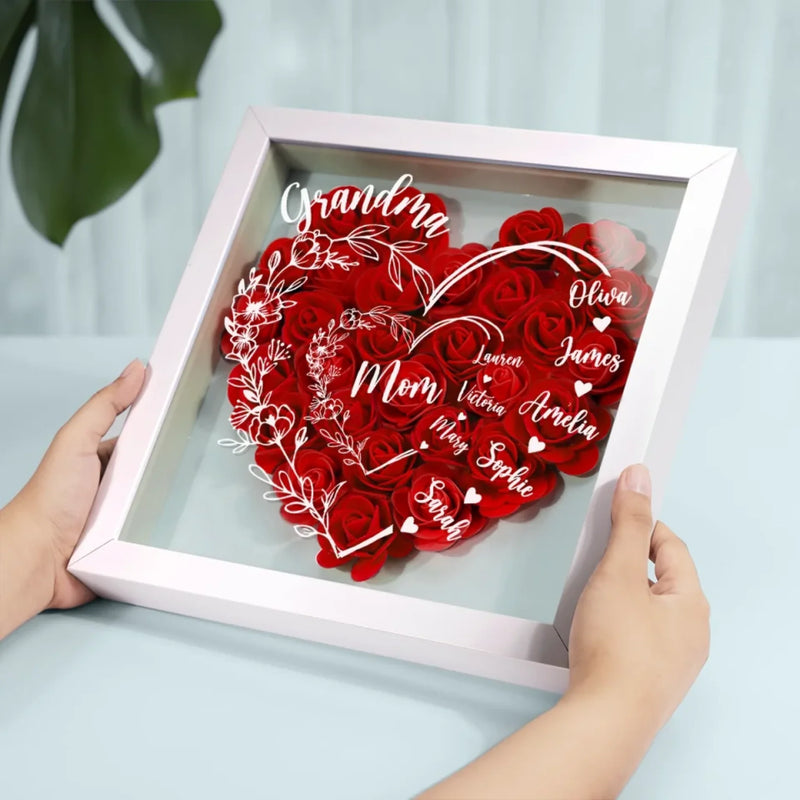Your Love Built This Family, Your Heart Holds It Together - Family Personalized Custom Flower Shadow Box - Mother's Day, Gift For Mom, Grandma
