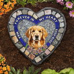 Custom Photo Forever My Furry Angel - Memorial Personalized Custom 3D Mosaic Faux Stained Glass Print Heart Shaped Stone With Stand - Sympathy Gift For Dog Lovers
