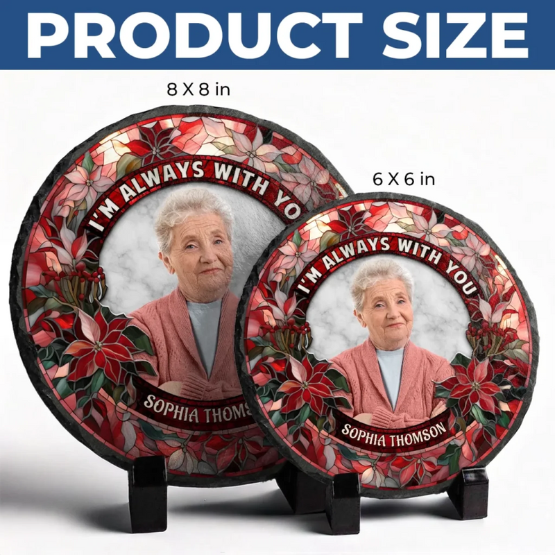 Custom Photo Your Love Lingers In The Little Things - Memorial Personalized Custom Round Shaped Stone With Stand - Sympathy Gift For Family Members