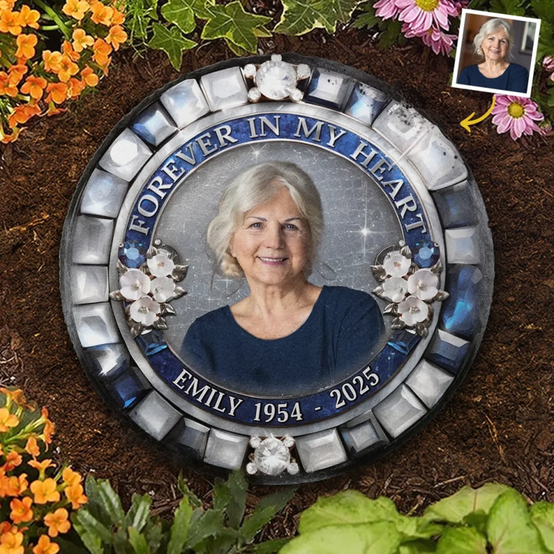 Custom Photo Heaven Gained What We Lost - Memorial Personalized Custom Round Shaped Stone With Stand - Sympathy Gift For Family Members
