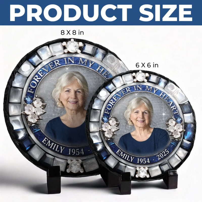 Custom Photo Heaven Gained What We Lost - Memorial Personalized Custom Round Shaped Stone With Stand - Sympathy Gift For Family Members
