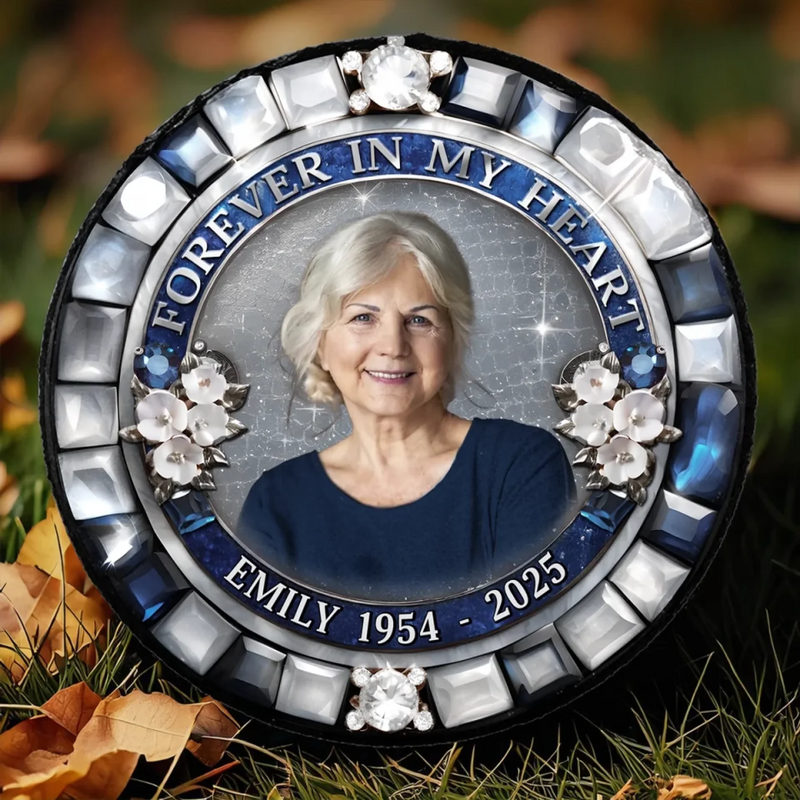 Custom Photo Heaven Gained What We Lost - Memorial Personalized Custom Round Shaped Stone With Stand - Sympathy Gift For Family Members