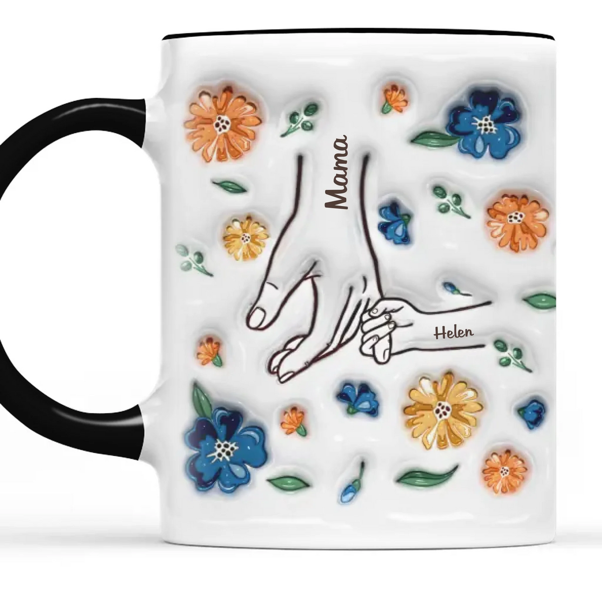 Our Hearts In Mom's Loving Hands - Family Personalized Custom 3D Inflated Effect Printed Mug - New Arrival, Mother's Day, Gift For Mom, Grandma