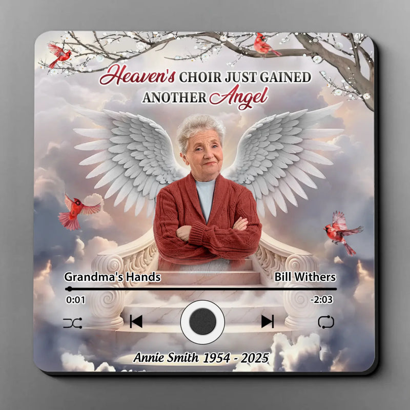 Custom Photo Heaven's Choir Just Gained Another Angel - Memorial Personalized Custom Music Fridge Magnet That Can Play Songs - Sympathy Gift For Family Members