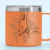 Forever Her Children, Forever In Her Hands - Family Personalized Custom 14oz Stainless Steel Tumbler With Handle - Mother's Day, Gift For Mom, Grandma