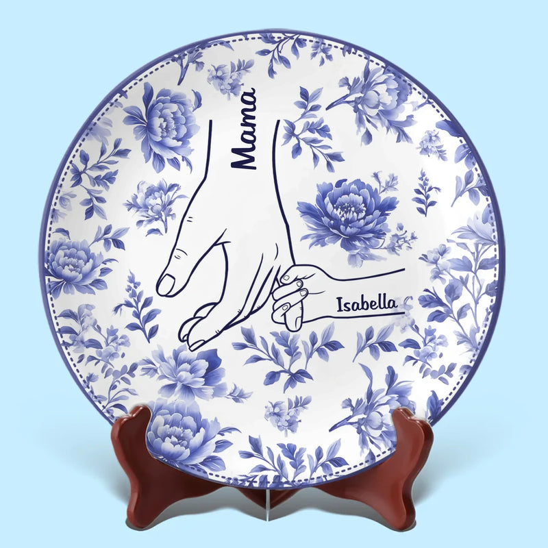 Mama, Our Strength And Love - Family Personalized Custom Ceramic Plate - Mother's Day, Gift For Mom, Grandma