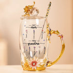 Love Blooms Across Generations - Family Personalized Custom Enamel Flower Tea Cup With Lid & Spoon - Mother's Day, Gift For Mom, Grandma
