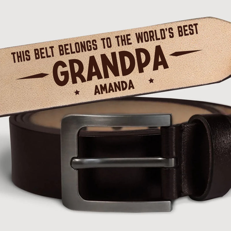 Strong Roots, Strong Dad, Strong Love - Family Personalized Custom Engraved Leather Belt - Father's Day, Gift For Dad, Grandpa