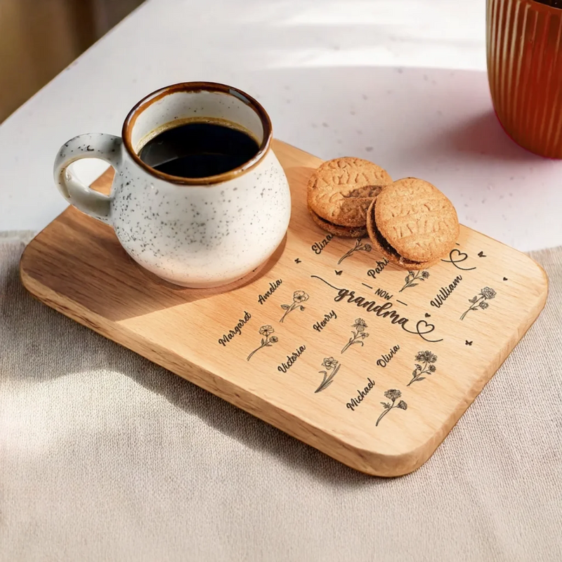 Grandma’s Garden Of Joy - Family Personalized Custom Engraved Wooden Tea & Snack Board - Mother's Day, Gift For Mom, Grandma