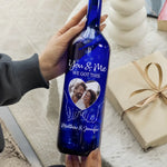 Custom Photo Romantic Couple Gifts - Personalized Blue Bottle Lamp