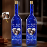 Custom Photo Romantic Couple Gifts - Personalized Blue Bottle Lamp