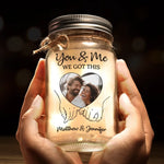 Custom Photo Forever Starts Here - Couple Personalized Custom Mason Jar Light - Gift For Husband Wife, Anniversary