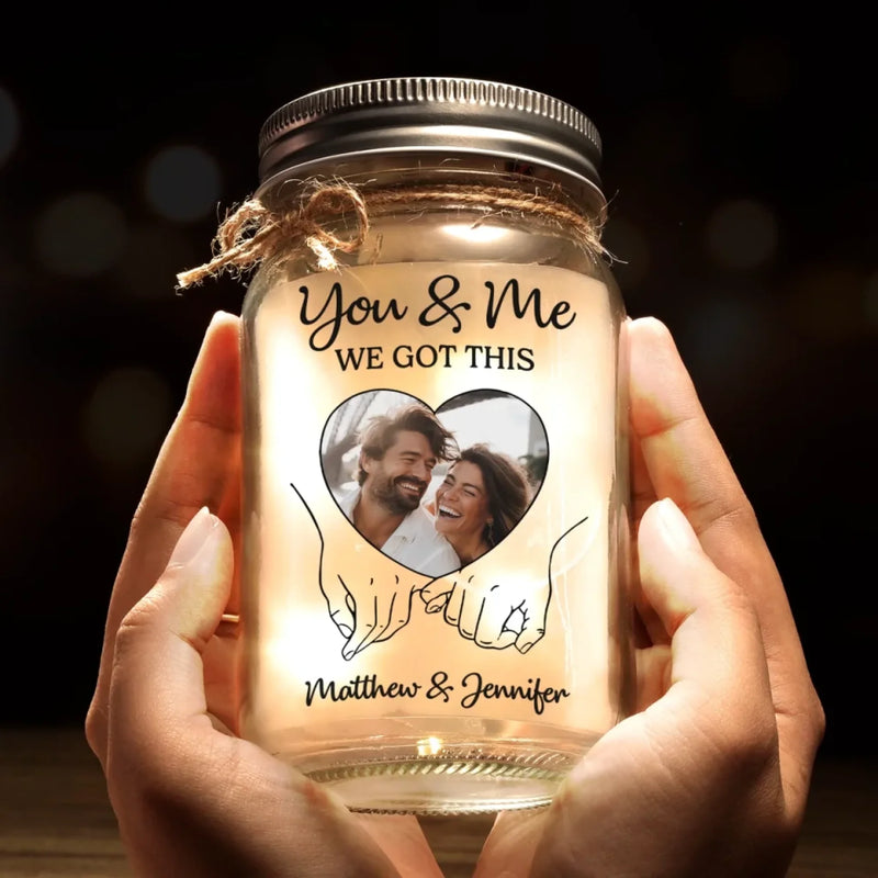 Custom Photo Forever Starts Here - Couple Personalized Custom Mason Jar Light - Gift For Husband Wife, Anniversary