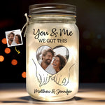 Custom Photo Forever Starts Here - Couple Personalized Custom Mason Jar Light - Gift For Husband Wife, Anniversary
