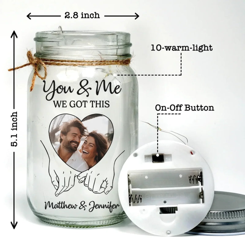 Custom Photo Forever Starts Here - Couple Personalized Custom Mason Jar Light - Gift For Husband Wife, Anniversary