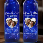 Custom Photo Romantic Couple Gifts - Personalized Blue Bottle Lamp