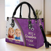Happiness Is Being A Grandma - Family Personalized Custom Leather Handbag - Mother's Day, Gift For Mom, Grandma