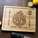 Grill Marks Made With Love - Family Personalized Custom Engraved Wooden Cutting Board - Father's Day, Gift For Dad, Grandpa, Grill Masters
