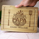 Grill Marks Made With Love - Family Personalized Custom Engraved Wooden Cutting Board - Father's Day, Gift For Dad, Grandpa, Grill Masters