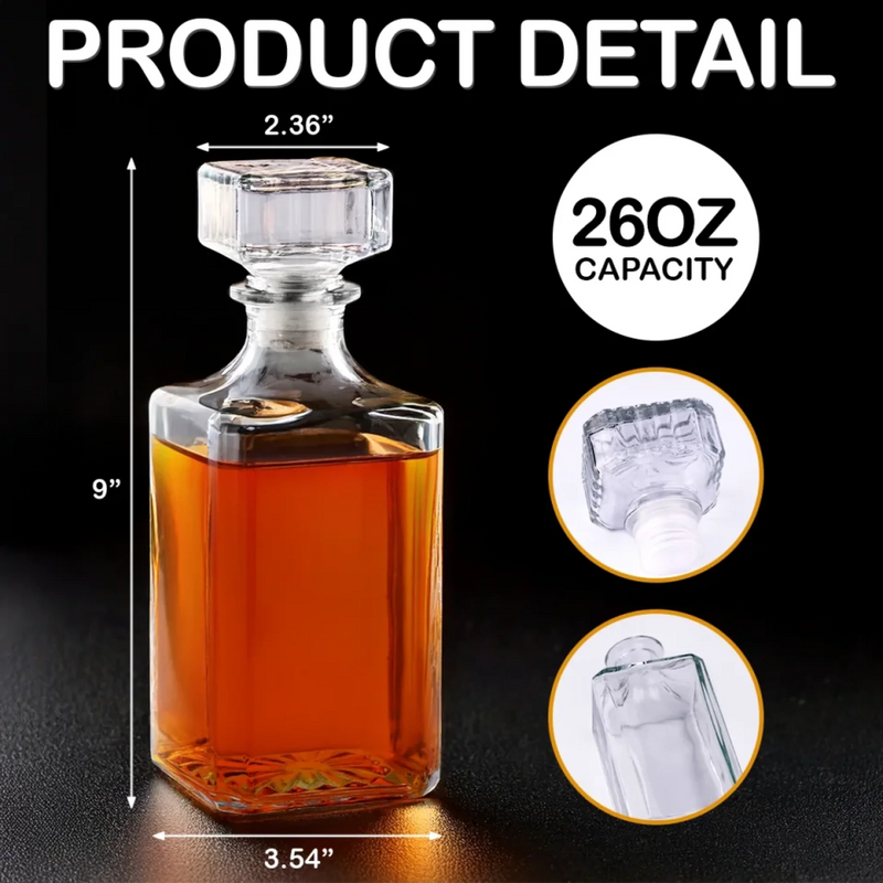 A Good Whiskey, A Great Story - Family Personalized Custom Glass Whiskey Bottle - Father's Day, Gift For Dad, Grandpa