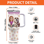 A Dog Mom's Heart Is Always At Home - Dog Personalized Custom 3D Inflated Effect Printed 40 Oz Stainless Steel Tumbler With Handle - Gift For Pet Owners, Pet Lovers