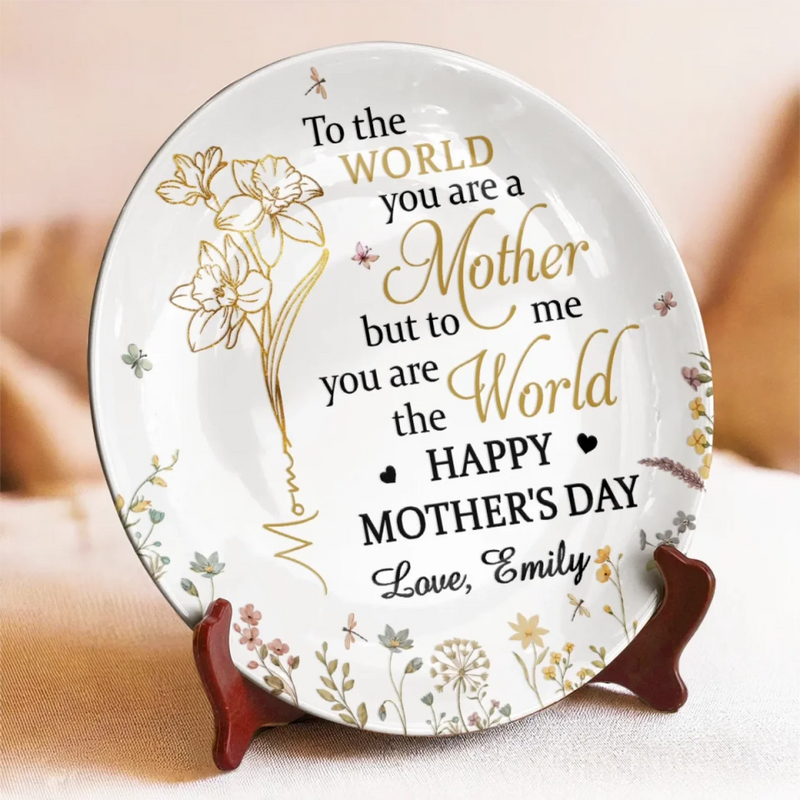 My Forever Hero Is You, Mom - Family Personalized Custom Ceramic Plate - Mother's Day, Gift For Mom, Grandma