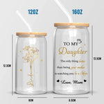 Her Love Blossoms Endlessly - Family Personalized Custom Glass Cup, Iced Coffee Cup - Mother's Day, Gift For Daughter, Mom