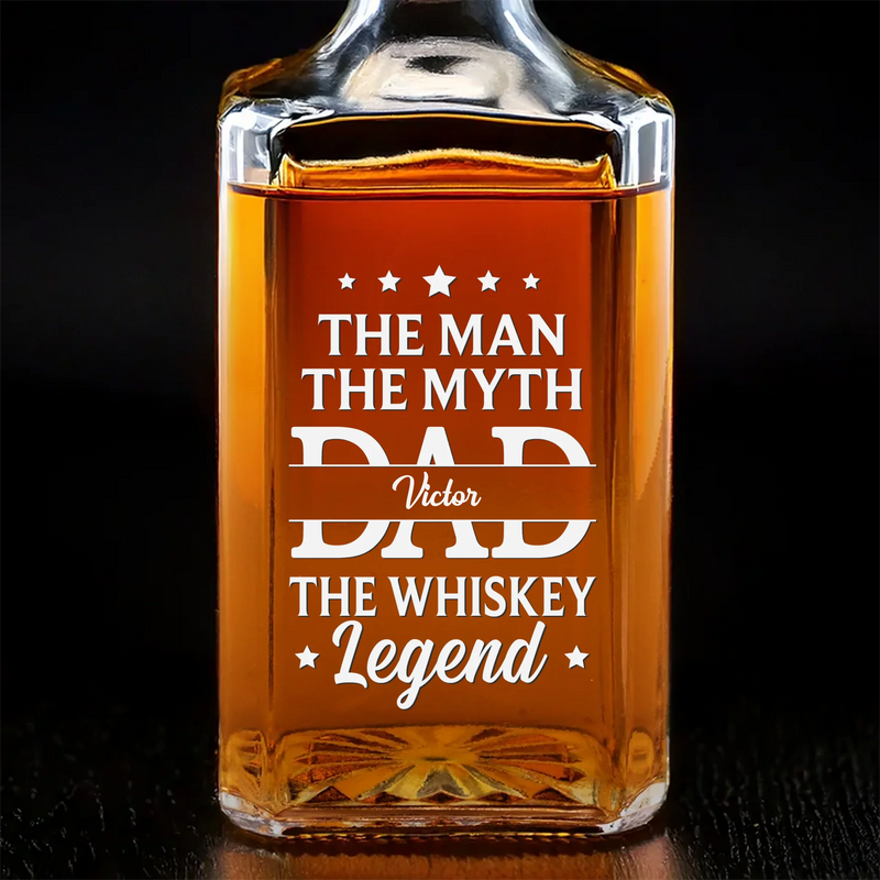 The Legend Lives In Every Sip - Family Personalized Custom Glass Whiskey Bottle - Father's Day, Gift For Dad, Grandpa