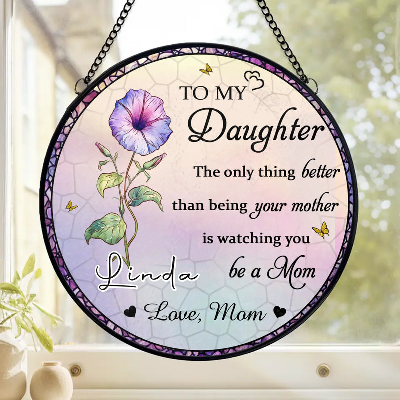 You Make My Heart Bloom - Family Personalized Custom Stained Glass Window Hanging Suncatcher - Mother's Day, Gift For Mom, Daughter