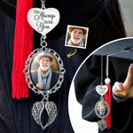 Custom Photo I'm Always With  You - Memorial Personalized Custom Graduation Tassel Heart & Angel Wing Charm - Sympathy Gift For Family Members