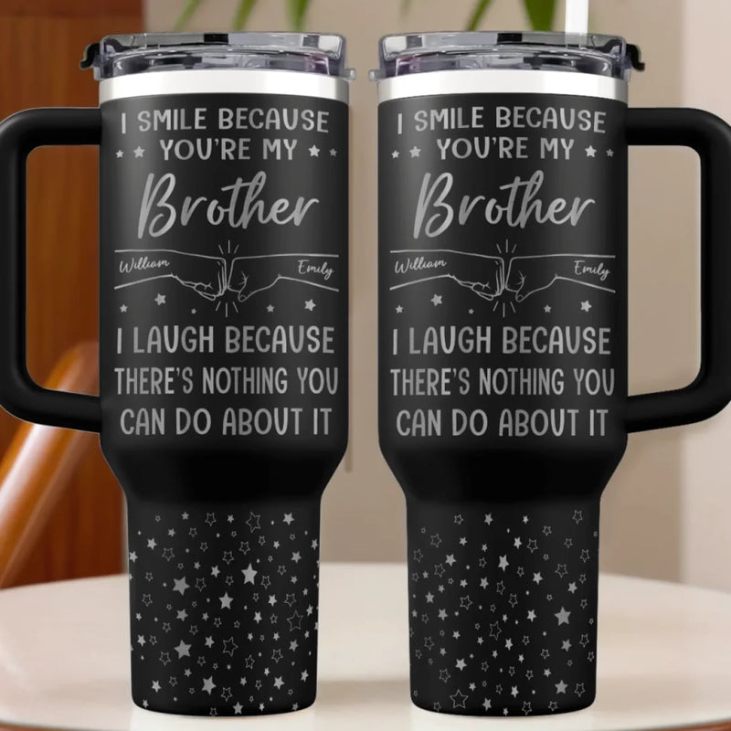 Best Friends, No Matter What - Family Personalized Custom Engraved 40oz Tumbler With Handle - Gift For Family Members, Siblings, Brothers, Cousins, Best Friends
