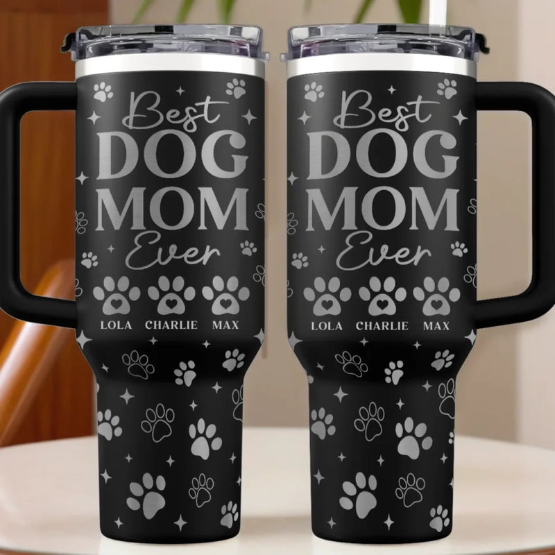 Rescued By My Dog Every Day - Dog Personalized Custom Engraved 40oz Tumbler With Handle - Gift For Pet Owners, Pet Lovers