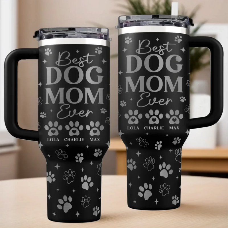 Rescued By My Dog Every Day - Dog Personalized Custom Engraved 40oz Tumbler With Handle - Gift For Pet Owners, Pet Lovers