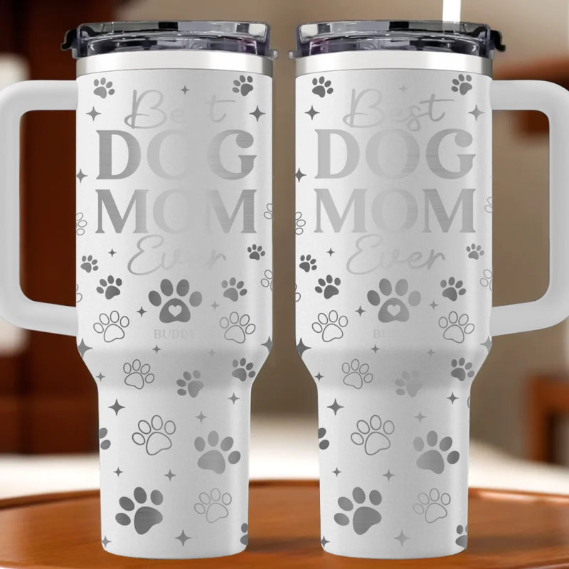 Rescued By My Dog Every Day - Dog Personalized Custom Engraved 40oz Tumbler With Handle - Gift For Pet Owners, Pet Lovers