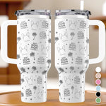 Custom Name Dog Mom Gifts for Women - Personalized Engraved 40oz Tumbler With Handle