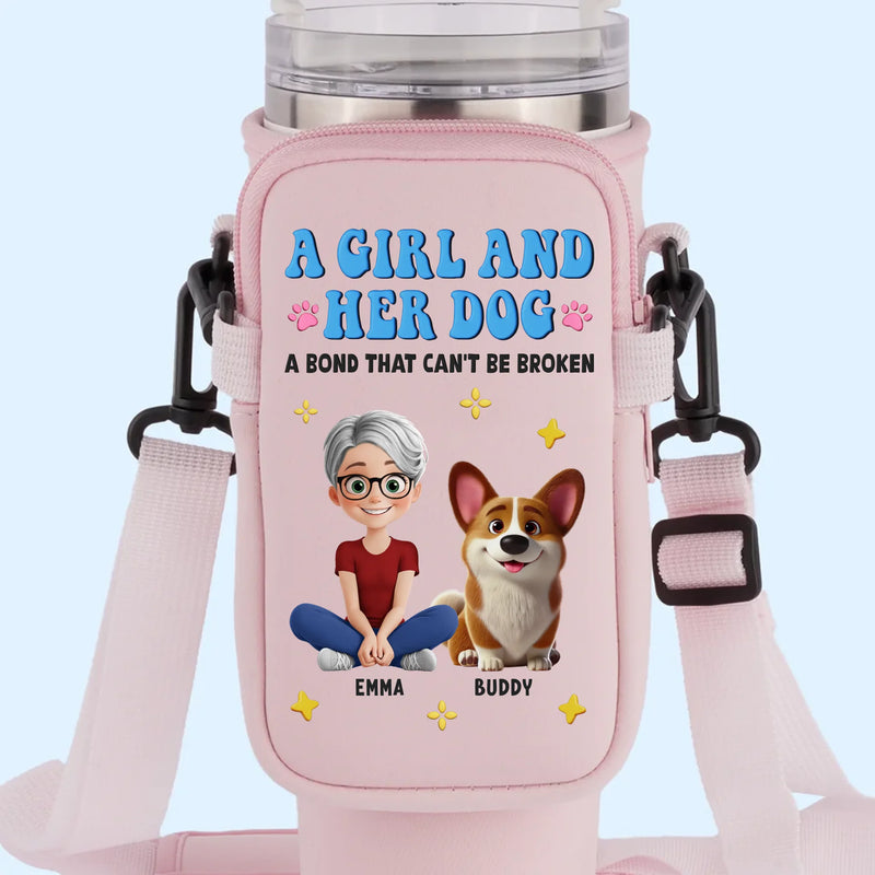 Mud On Her Shoes, Love On Her Face - Dog & Cat Personalized Custom Neoprene Water Bottle Carrier With Pocket - Mother's Day, Gift For Pet Owners, Pet Lovers
