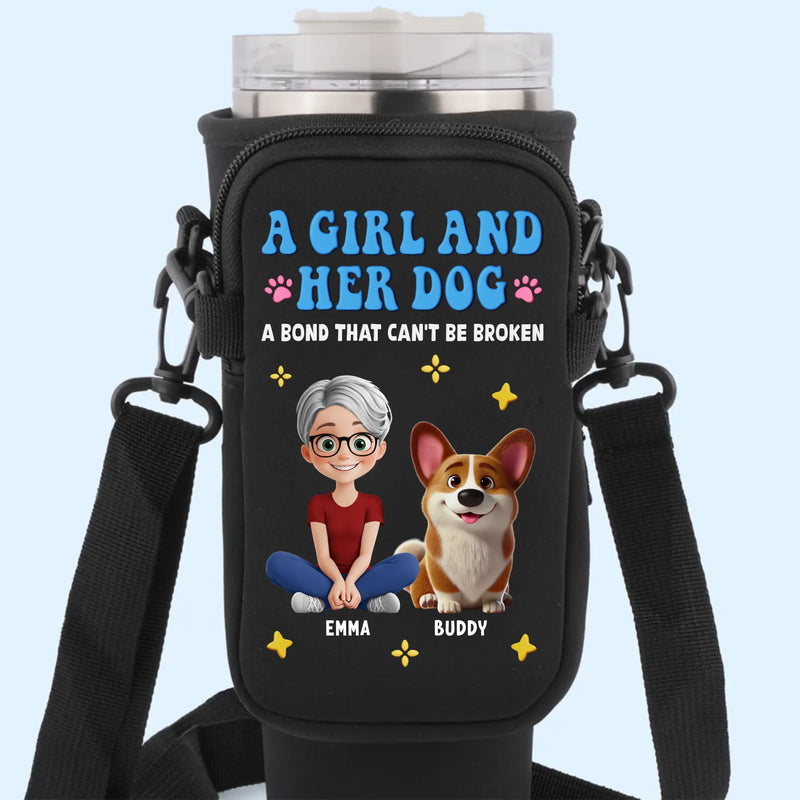 Mud On Her Shoes, Love On Her Face - Dog & Cat Personalized Custom Neoprene Water Bottle Carrier With Pocket - Mother's Day, Gift For Pet Owners, Pet Lovers