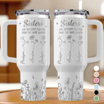 Friendship Blooms In The Heart - Bestie Personalized Custom Engraved 40oz Tumbler With Handle - Gift For Best Friends, BFF, Sisters