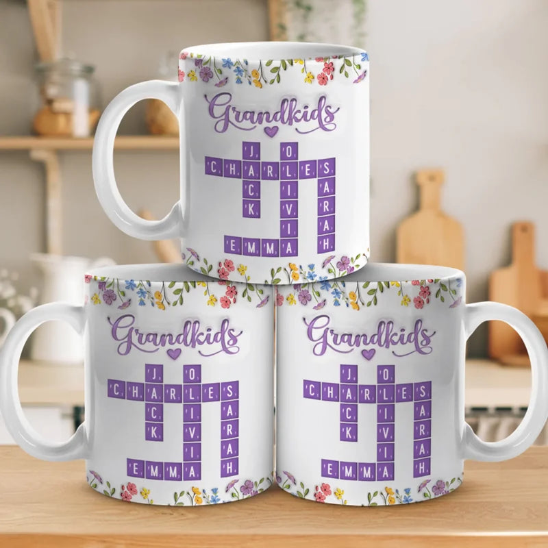 Love Stitched In Every Name - Family Personalized Custom 3D Inflated Effect Printed Mug - Mother's Day, Gift For Mom, Grandma