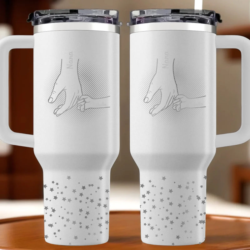 Bound By Love, Connected For Life - Family Personalized Custom Engraved 40oz Tumbler With Handle - Mother's Day, Gift For Mom, Grandma