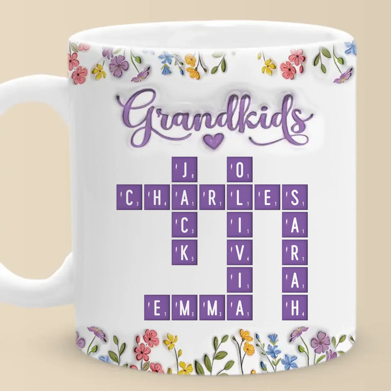 Love Stitched In Every Name - Family Personalized Custom 3D Inflated Effect Printed Mug - Mother's Day, Gift For Mom, Grandma