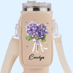You're My Favorite Flower - Bestie Personalized Custom Neoprene Water Bottle Carrier With Pocket - Gift For Best Friends, BFF, Sisters