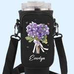 You're My Favorite Flower - Bestie Personalized Custom Neoprene Water Bottle Carrier With Pocket - Gift For Best Friends, BFF, Sisters